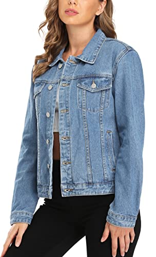 Miss Moly Women'S Denim Jackets Casual Long Sleeve Jean Jacket With Pockets Blue M thumb #1