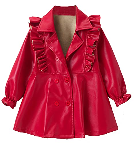 Hotmiss Toddler Baby Boy Girl Motorcycle Faux Leather Jackets Spring Autumn Ruffle PU Coat Winter Outwear for 2-7Y