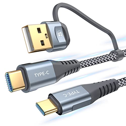 USB C to USB C Cable 10ft PD 60W iPhone 16 Charger 2-in-1 USB Type A/C to Type C Nylon Braid Cord for iPhone 15 16 Plus Pro Max iPad Pro Air 4 5 Mini 6 MacBook, Samsung S25 S24 S23 S22 S21 Ultra Plus