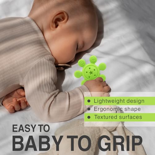 Image of Silicone Baby Teether & Rattle Toy - Soft & Safe for Infants, BPA-Free, Multi-Texture Design for Teething Relief & Early Development (Green)