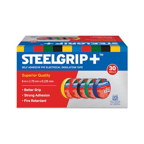 Image of Pidilite Steelgrip Self Adhesive PVC electrical Insulation Tape (Color May Vary) - 6m,Pack of 30