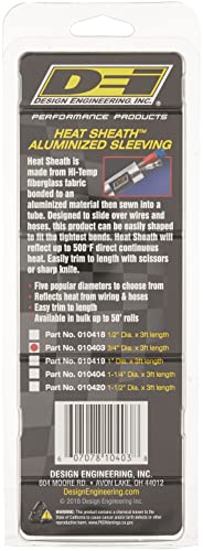Design Engineering 010403 Heat Sheath 3/4" I.d. X 3Ft Aluminized Sleeving For Ultimate Hi-Temp Protection #TOP1