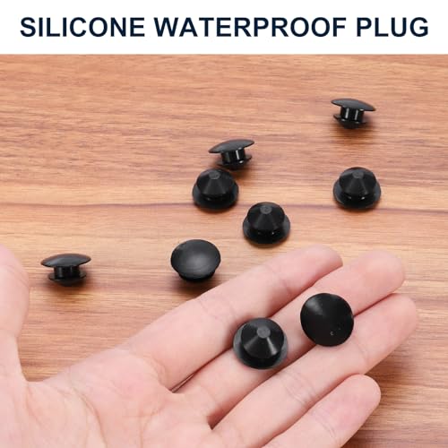 Image of uxcell 10pcs 1 /2 Inch (12mm) Black Silicone Hole Plugs