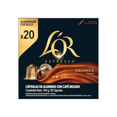 L'OR Cápsulas de Café Colombia | Intensidad 8 | 20 Cápsulas Compatibles Nespresso