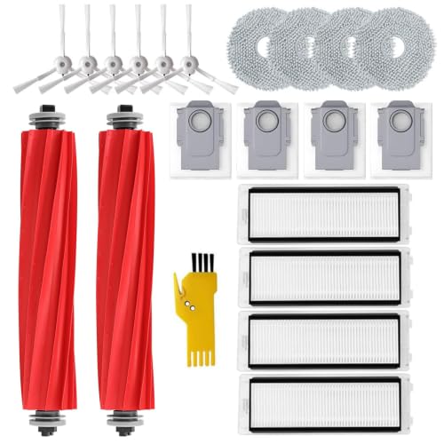 aoteng Accessories for roborock Q Revo Robot Vacuum Cleaner Replacement Parts 20 Packs 2 Main Brushes, 4 Filters, 6 Side Brushes, 4 Mop Pads, 4 Dust Bags