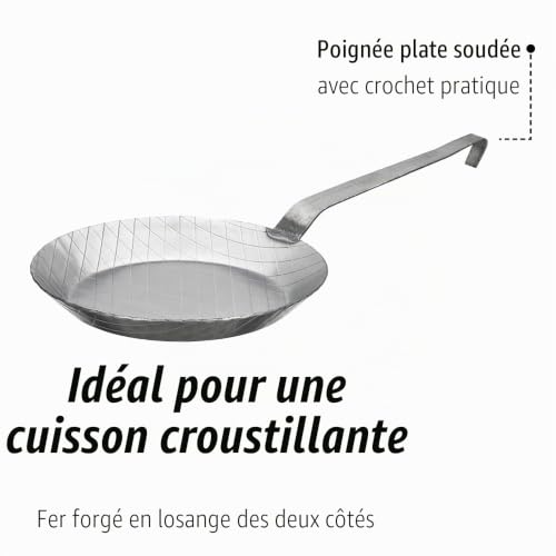 GSW Gastro Traditional Lot de 2 poêles à frire 20 cm et 28 cm de diamètre Argenté forgé en fer – vue 3