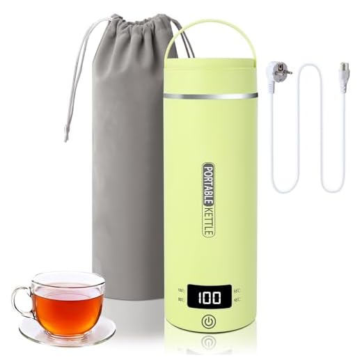 Reise Wasserkocher Klein Elektrische, 500ML/300W Tragbarer Wasserkocher Mini Wassertasse Edelstahl 316, Heizung Automatisch Abschalten,mit umkehrbarem Deckel für Tee (Grün)