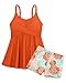 Ghteas Girls Athletic 2 Piece Swimsuits Swim Tank Tops with Removable Chest Pads and Shorts Fashion Swimming Suits Youth Girls Beach Swimwear 13-14 Years Orange