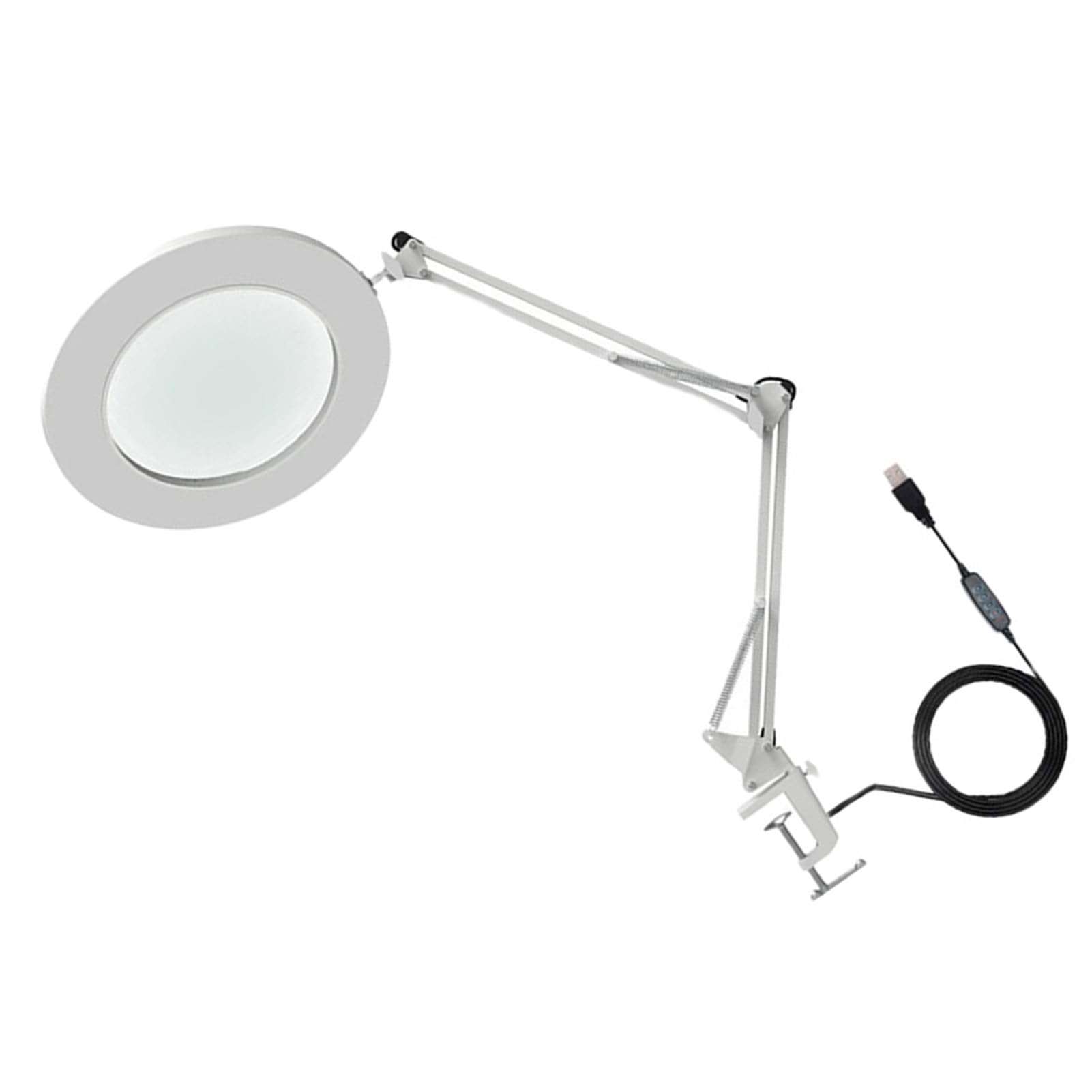 AMONIDA Lupa LED 10X con Brazo Flexible de Brillo Ajustable para Tareas Detalladas en el Banco de Trabajo, 1 Unidad (White)