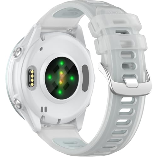 Miimall TPU Band for Garmin Forerunner 570 47mm/970/255/265, Waterproof, Quickfit, 22mm No Gap Colorful Jelly Adjustable Wristband Replacement Strap for Venu 2/3, Vivoactive 4 for Women Men, White by Miimall - Used condition - US$10.03