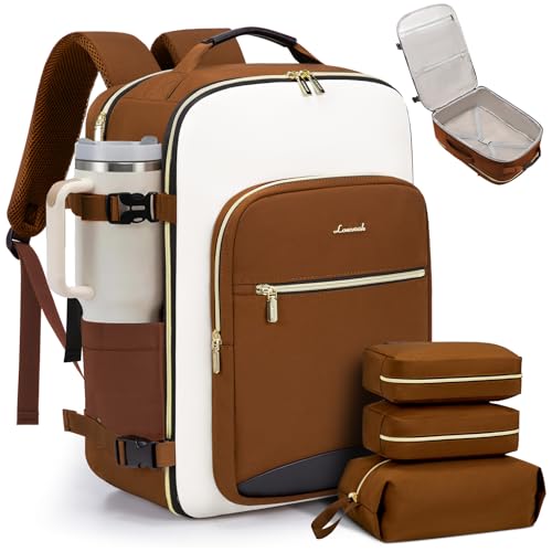 LOVEVOOK 50L Travel Backpack for Women & Men, Airline Approved Carry On Luggage with 3 Packing Cubes, TSA Overnight Bags, Waterproof Personal Item Bag, Weekender Essentials Backpacks fits 17" Laptop by LOVEVOOK - Used condition - US$44.58