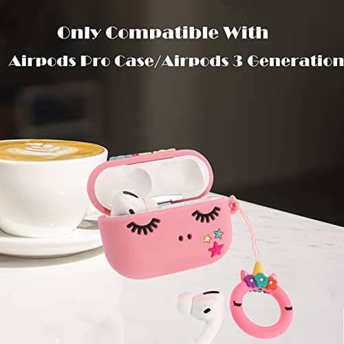 Artibox Unicorn Case Compatible With Airpod Pro 2Nd/1St Generation Case 2022/2019, 3D Cartoon Silicone Cute Cover For Kids Girls Women With Pom Pom Keychain (Unicorn Pink) #TOP1