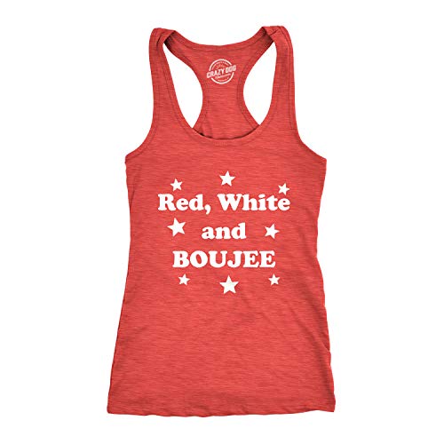 Womens Red White and Boujee Funny Shirts Workout Sleeveless Ladies Fitness Tank Top Funny Racerback Tank Patriotic Tank Top for Women Cool Fitness Red L