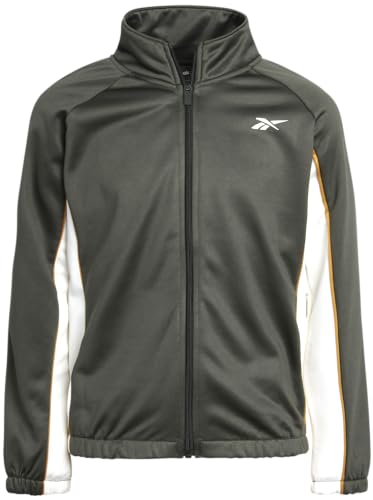 Reebok Jaqueta esportiva para meninos – Moletom de treino de tricô com zíper completo – Jaqueta de m