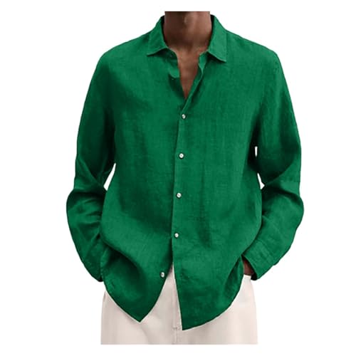 Chemise homme coton et lin manches longues vêtement été uni