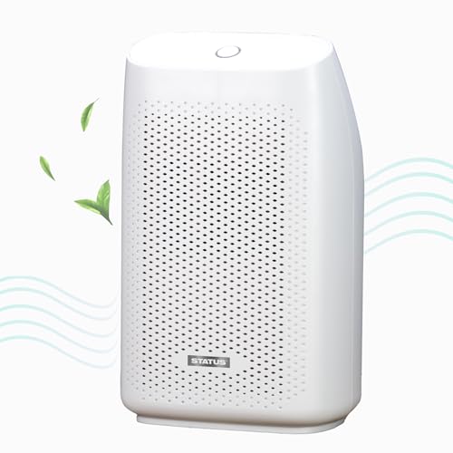 STATUS 700ml Ultra-Quiet Portable Dehumidifier, 23W Thermoelectric Moisture Remover with Auto Shut-Off for Bedroom Bathroom Clothes Drying, White (DEHUMID-700ML1P4)
