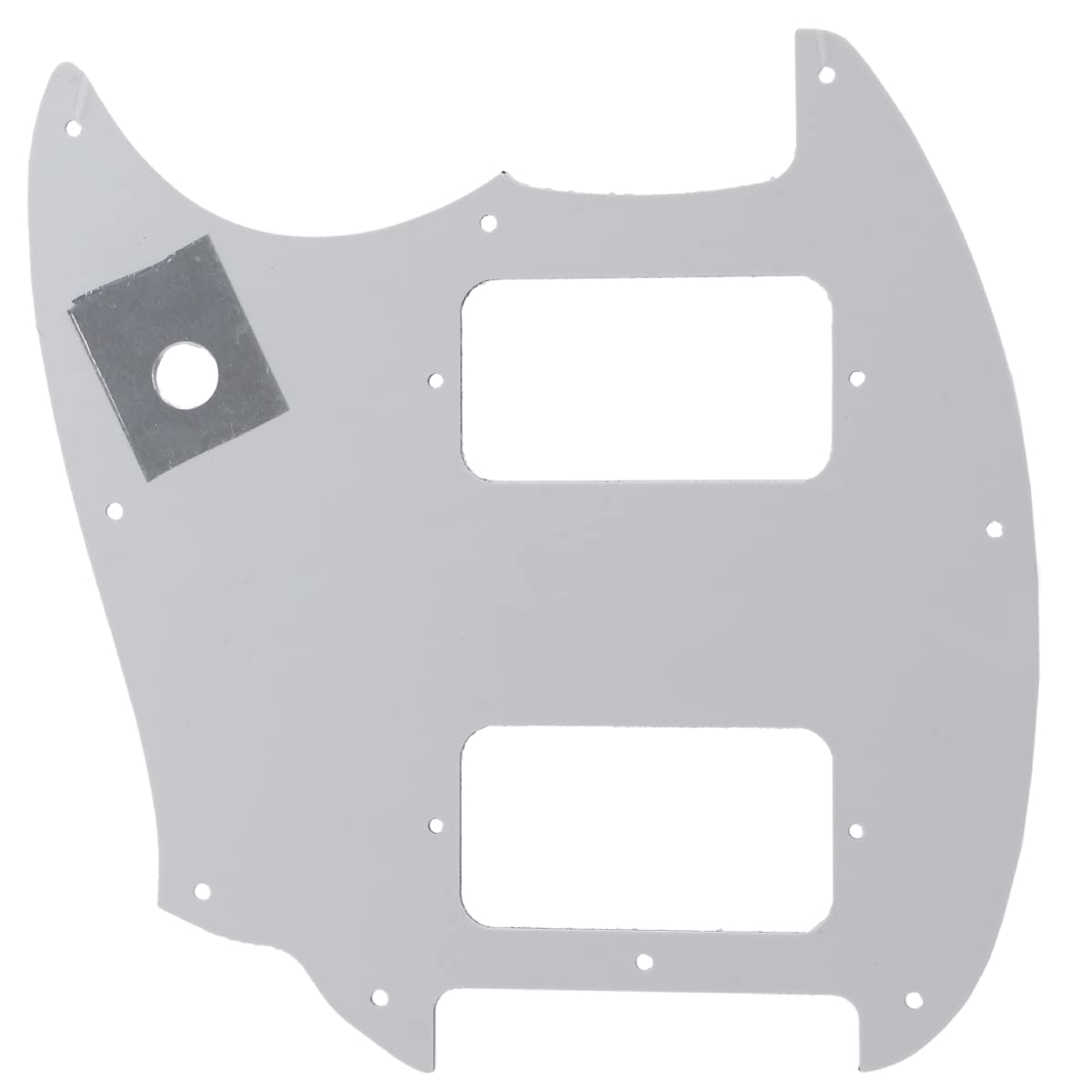 Musiclily Pro 9 Otworów Zaokrąglony Róg HH Pickguard 2 Humbucker Maskownica do Gitary Elektrycznej Squier Bullet Series Mustang, 3 warstwowy Biały | Okrągły narożnik, do gitary elektrycznej Squier Bullet Series Mustang