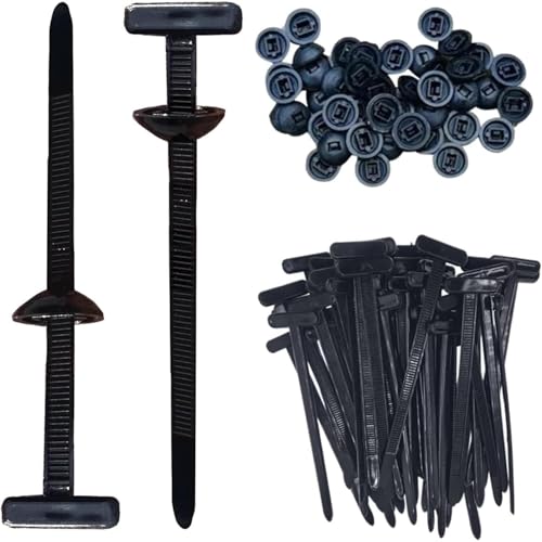 Nylon Universal Cable Tie Buckle, Heavy Duty Self-Locking Nylon Zip Ties Holder, Plastic Cable Ties Tool, UV Resistant Black Cable Ties for Car Daily Repair (50)