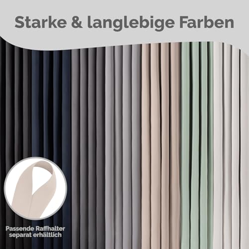 Blumtal Verdunklungsvorhänge Kräuselband 245x140 cm im 2er Set - Oeko-TEX zertifizierte Vorhänge Blickdicht - Verdunklungsvorhang - waschbare Vorhänge mit Kräuselband für Schiene in Taupe