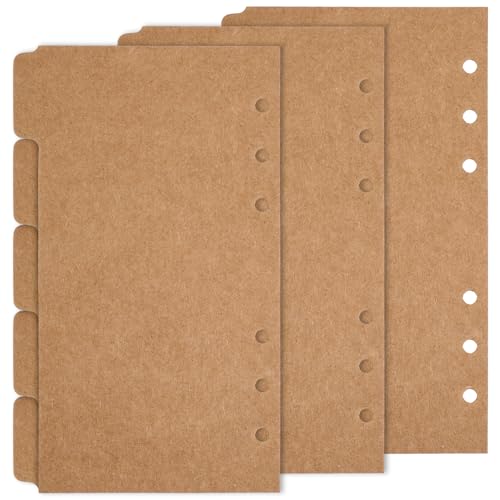 Lot de 15 intercalaires en papier kraft - 6 trous - A6 - Intercalaires A6 - Classeur à anneaux - Classeur pour feuilles volantes - Organiseur personnel