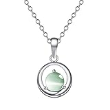 OnairMall 925 Silver Necklace Platinum Plated Cat Eye Gemstone Pendant Necklace Best Gift