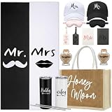 Rtteri 14 Pcs Honeymoon Travel Gifts Mr Mrs Set, 20 oz Tumbler Towels Hat