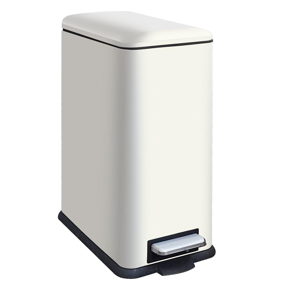 JM ·YIPENG Kitchen Bin 30L, Kitchen Pedal Bin with Soft Close Lid,30L Slim Bins with Removable Inner Bucket, Stainless Steel Bin for Home,Bathroom,Kitchen,Bedroom,and Office,White — image 1