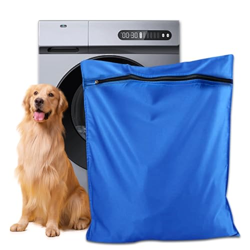 Pet Laundry Bag | Pet Laundry Bags for Washing Machine Durable Pet Hair Filter Bag with YKK Zip Large Capacity Hair Catcher for Dog Cat & Horse Prevents Hair Clogging (Blue L)