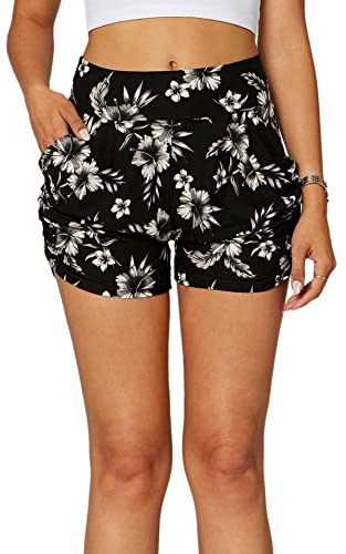 Flower Rush Shorts For Women High Waisted Shorts Women With Pockets - Comfy Soft Casual Flowy Shorts For Summer - Stretchy Womens Shorts - Small - Medium - Ns01-Nx557-Sm #TOP4