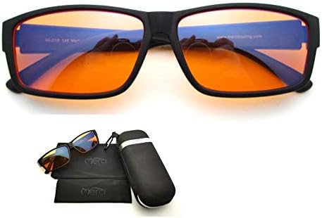 Merci Blue Mild Blocking Match Over Pc Glasses to Put on With or With out Common Prescription Studying Glasses, Amber Tinted 98% Filter Lens for Real Outcomes, Higher Sleep and Decreased Eye Pressure