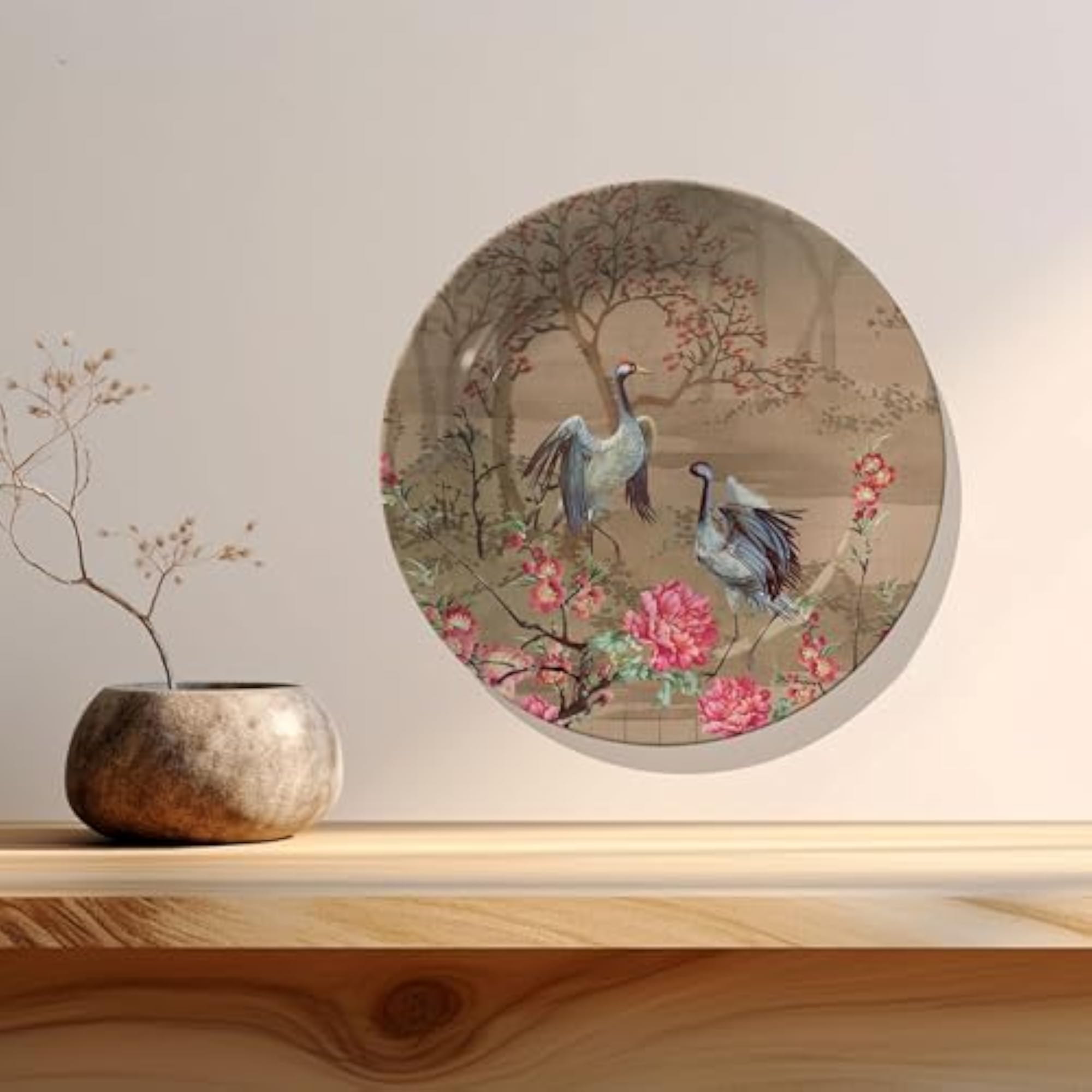 Japanese Cranes Decorative Wall Plates, Gift Set