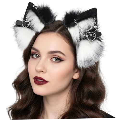 Oreilles de renard pliables en peluche blanche pour rave et tenues de festival