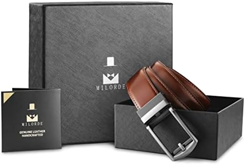 MILORDE Men's Ratchet Leather Belt for Casual Golf Dress Pants Shirts, Adjustable Fit, Comfortable and Easy To Use （35mm）
