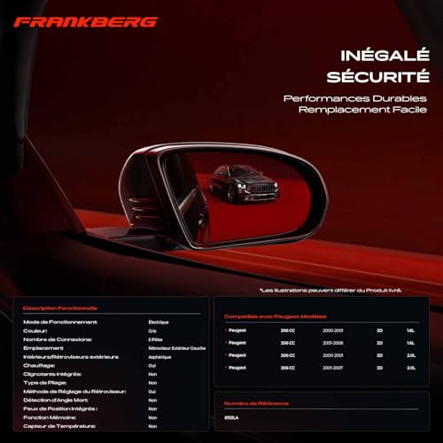Rétroviseur extérieur gauche compatible 206 CC 2D Frankberg 8153LA