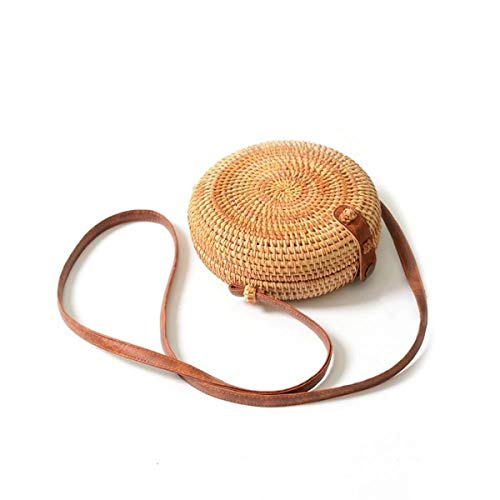 Bolsa de Ombro Palha Rattan Bali Redonda Tendencia Verao Moda