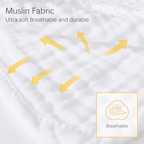 Image of Lovely Care 24 Pack Muslin Burp Cloths 100% Cotton Muslin Cloths Large 20''x10'' Extra Soft and Absorbent Baby Burping Cloth - White