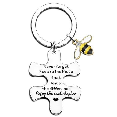 JETTOP Leaving Gifts for Colleagues Women Bee Keyring Sorry Your Leaving Gifts New Job Gifts for Women Retirment GIfts Keyring Enjoy The Next Chapter