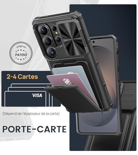 Coque Samsung S26 Ultra rigide silicone avec support et porte-carte