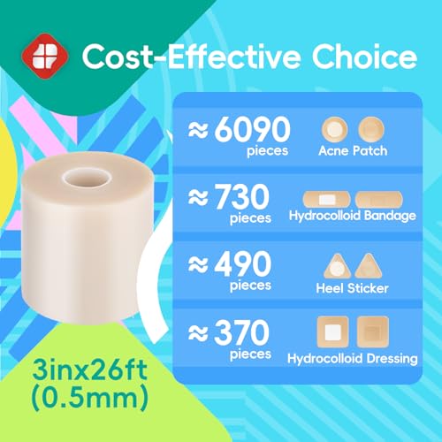 Image of LIFARA Hydrocolloid Roll for Wound Care - Cut-to-Size, Hydrocolloid Patch Bandages with Self-Adhesive, Ultra Absorbent & Waterproof, First Aid Kit Essential (19.7mil / 0.5mm Thickness, 3in*26ft)