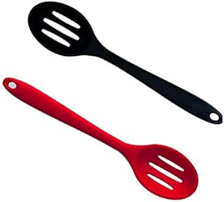 Kitchen Slotted Spoon, 2 Pcs Silicone Slotted Spoon Heat Resistant, Non Scratch Cooking Spoons Set for Stirring, Scooping and Mixing