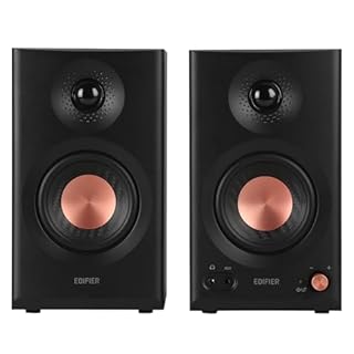 Edifier MR3 Powered Studio Monitor Speakers, Hi-Res Audio Certified Bluetooth V5.4 Active Bookshelf Loudspeakers, 2.0 Computer Speaker with Headphone Output RCA AUX Balanced TRS Input - Black (Pair)