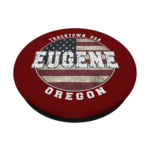 Eugene Oregon, Vintage American flag PopSockets Swappable PopGrip, Black - Image 2