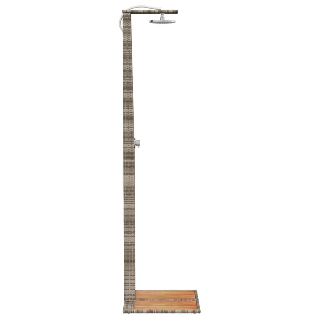 vidaXL Douche d'Extérieur, Meuble de Jardin avec Poignée Rotative, Douche de Piscine Patio Arrière-Cour, Gris Résine Tressée Bois Acacia