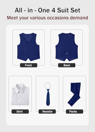 Image of YuanLu Boys Suit Dress Clothes Ring Bearer Outfit Homecoming Dresses Boy Vest and Pants Set for Kids Wedding Tuxedo Suits
