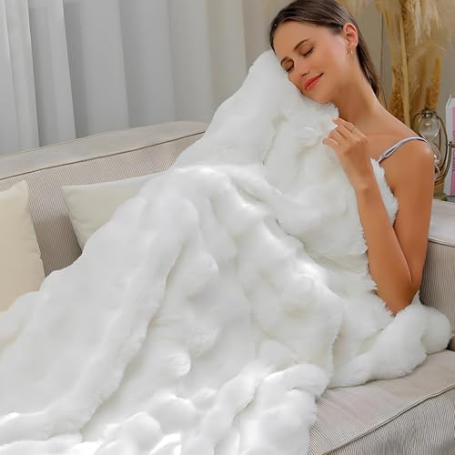 もうふ ふわとろ毛布 もこもこ二人用 二層毛布 冬春用ですブランケット ふわふわ 2枚合わせ あったか おしゃれ 掛け布団 柔らかく肌触 マイクロファイバー 吸湿発熱 暖かい 洗える 厚手 高密度 毛抜けない 静電気防止 (ホワイト, セミシングル(100*160CM))