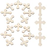 NUOBESTY Rustikale Holzkreuz Anhänger 20 Stück Unbemalte Holzkreuz Ornamente aus Nachhaltigem Holz Selbstgemacht Wanddekoration und Geschenkanhänger für Geburtstagsparty und Feier