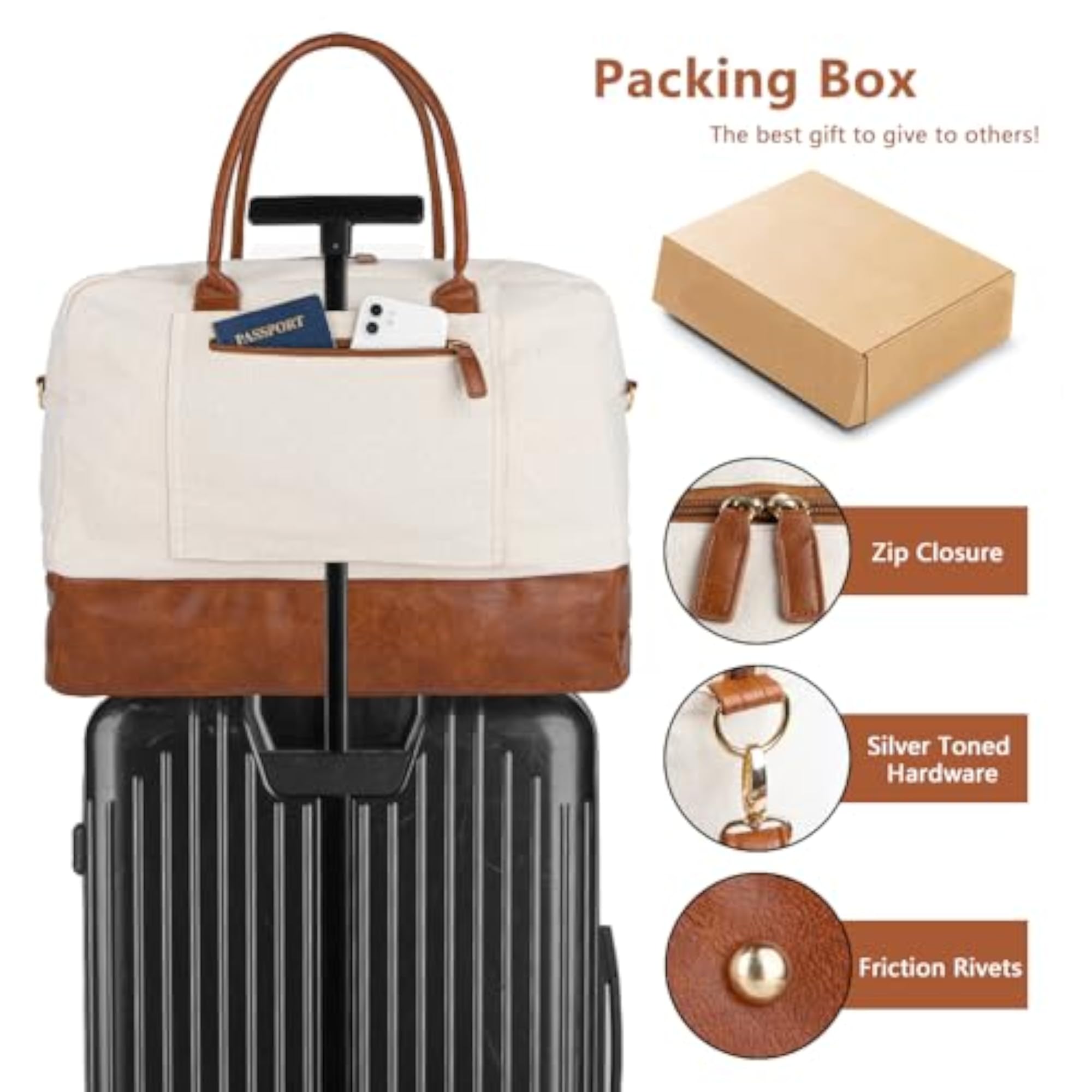 Canvas Weekender Bag with Shoe Compartment