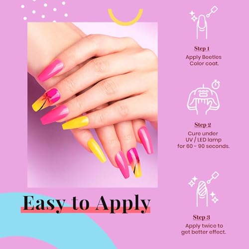 Image of Beetles Pink Gel Nail Polish - Hot Pink Gel Polish, 15ML /0.51Fl Oz Neon Color, Soak Off UV LED Lamp Nail Art, Long-Lasting Manicure Salon DIY Home