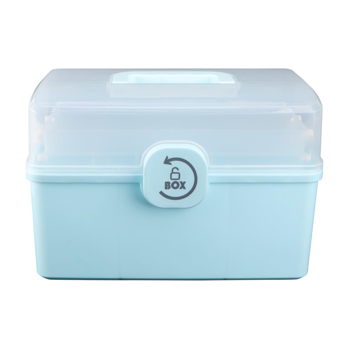 Botiquín para Emergencias de Plástico Azul Diseño de Compartimentos y Cierre Giratorio, Caja de Almacenamiento para Medicinas Asa para Uso en Casa y Exterior