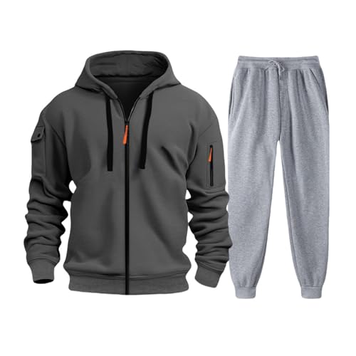 Tuta Uomo Completa Invernale Sportiva Tuta da Ginnastica 2 Pezzi Felpa con Cappuccio e Pantaloni Tasche Casa Tute Complete Invernali Felpata Y2k Completi Sportivi Traspirante Homewear Autunno Inverno